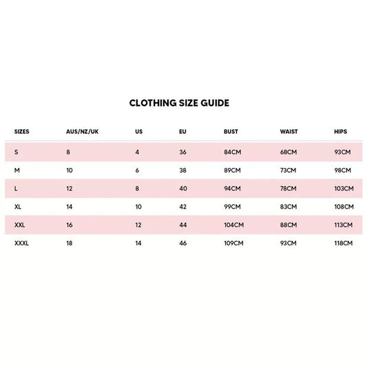 White fox Hoodie size guide